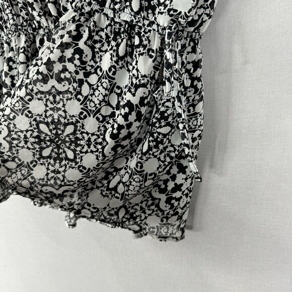 Lane Bryant Womens Top 16 Black Floral Blouse Tiered Flutter Sleeve Feminine - Picture 3 of 15